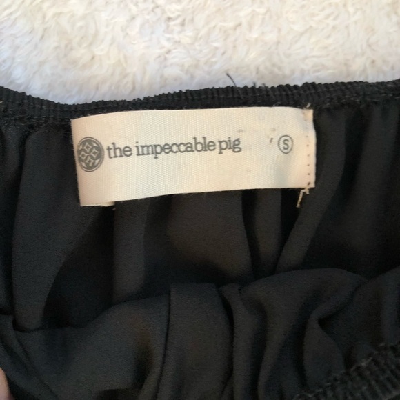 The Impeccable Pig Black Off the Shoulder Romper - Picture 5 of 11